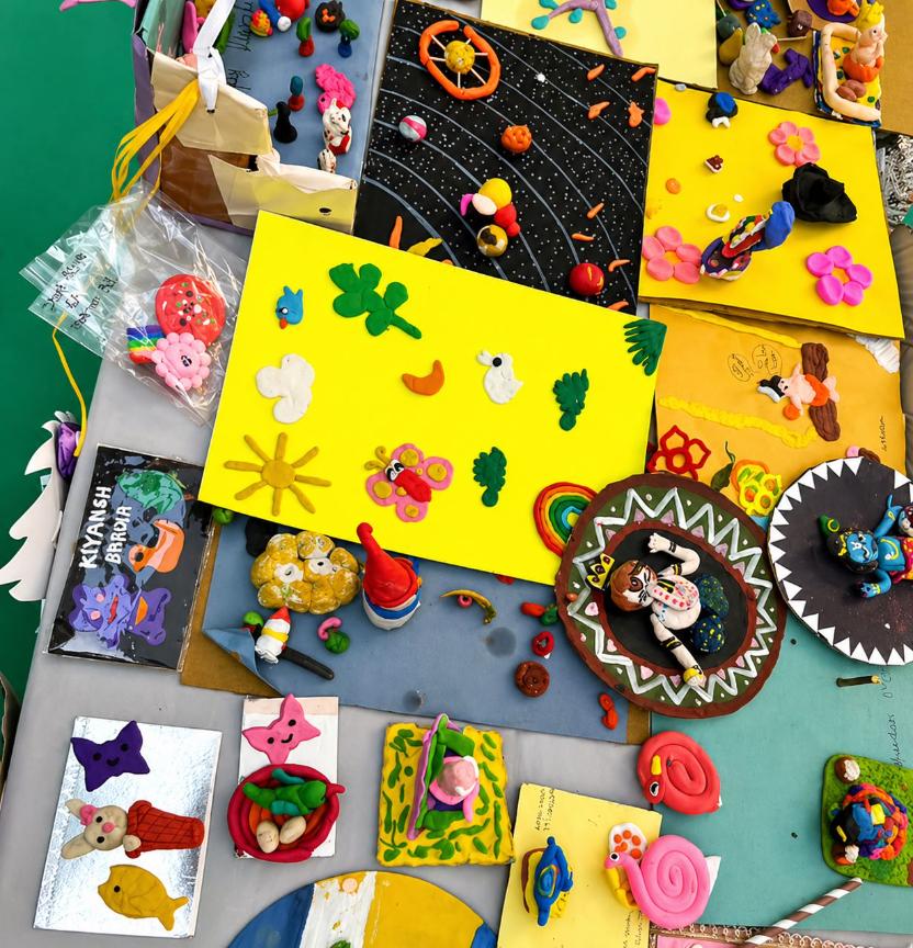 Students creating visual art and craft work